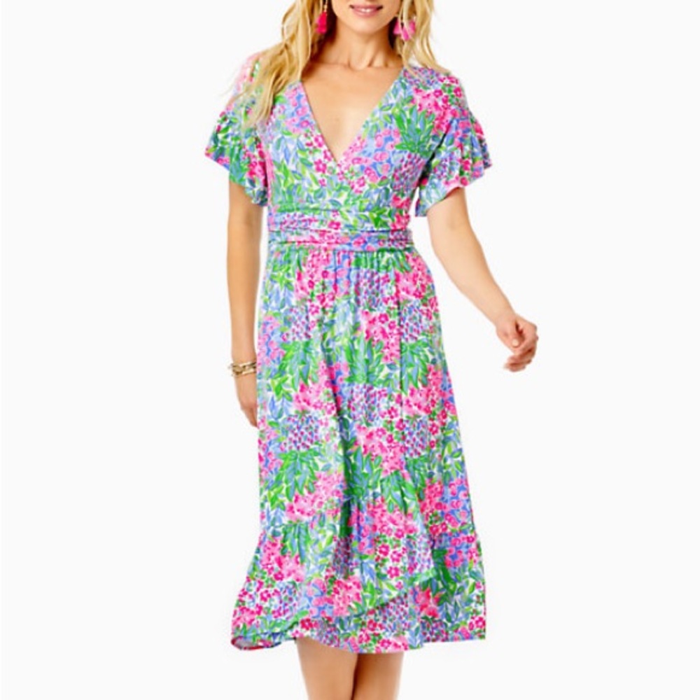 Lilly Pulitzer Floral Pink and Green Dress